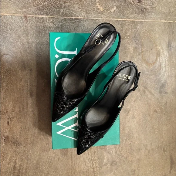 NWT J. Crew Made-in-Italy Colette lace-up slingback pumps in leather - Picture 5 of 11